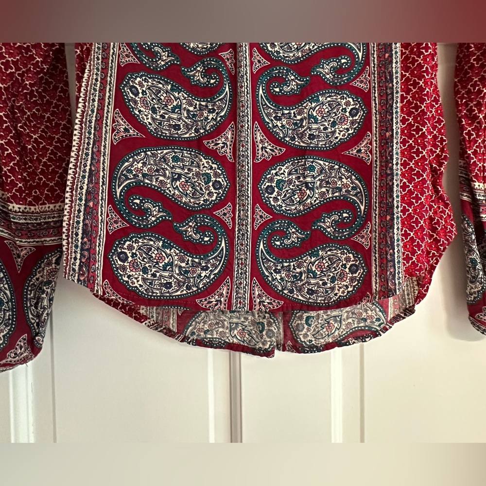Lucky Brand Women's Red Paisley Blouse XS - Picture 6 of 10